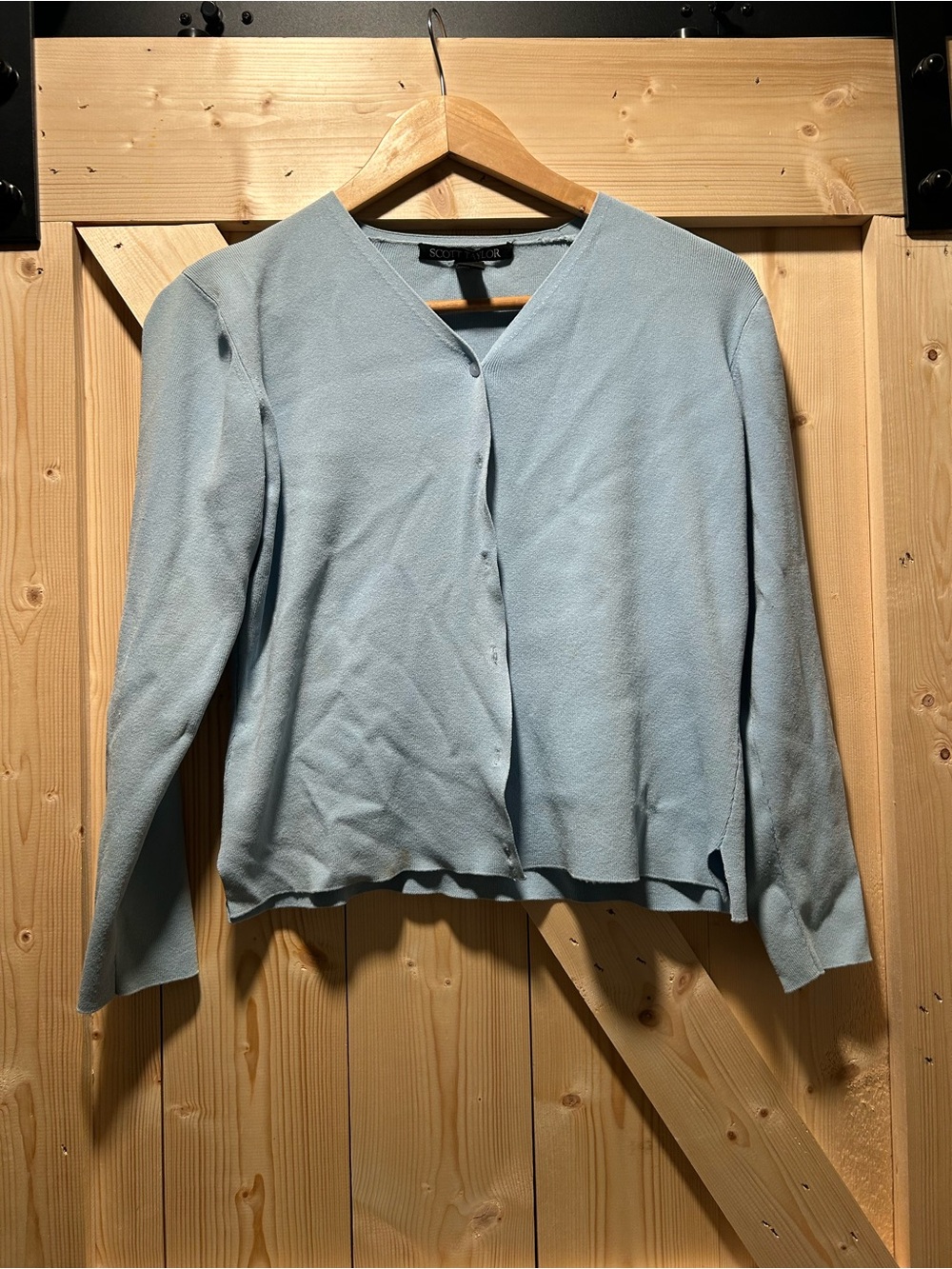 Women’s Light Blue Button-Front Cardigan - Classic V-Neck Layering Piece